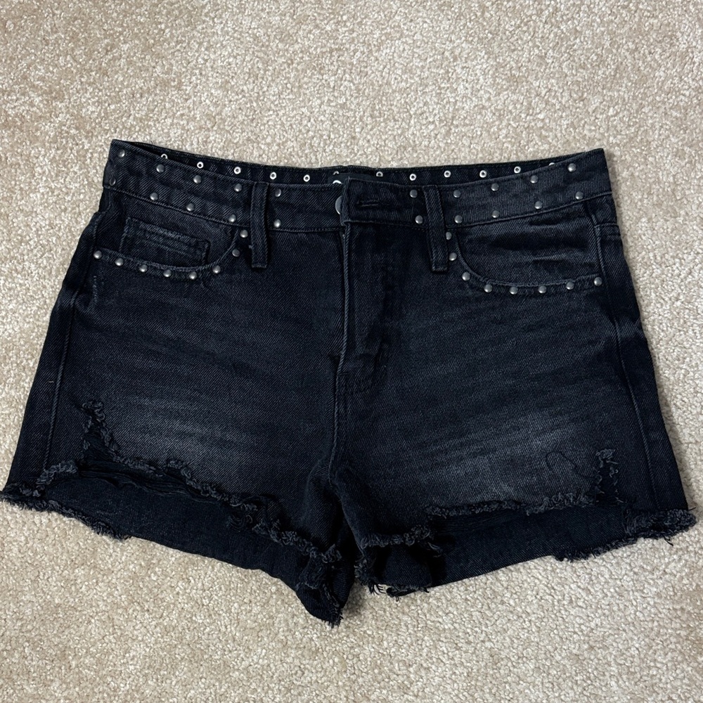 PTCL | Black Studded Jean Shorts